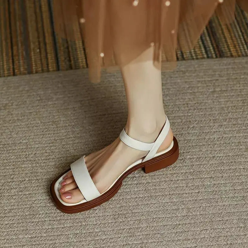 Sandalias Mujer de Cuero Ligeras y Elegantes Verano Diario