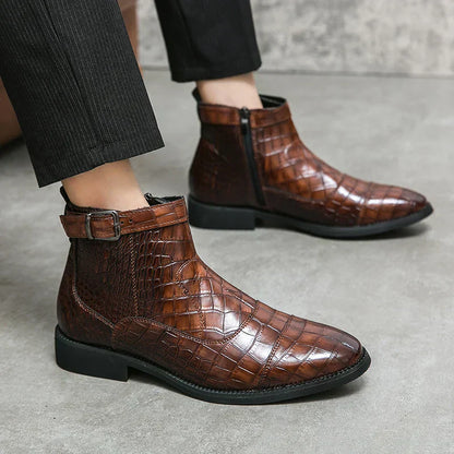 Botines hombre de cuero con hebilla cómodos versátiles