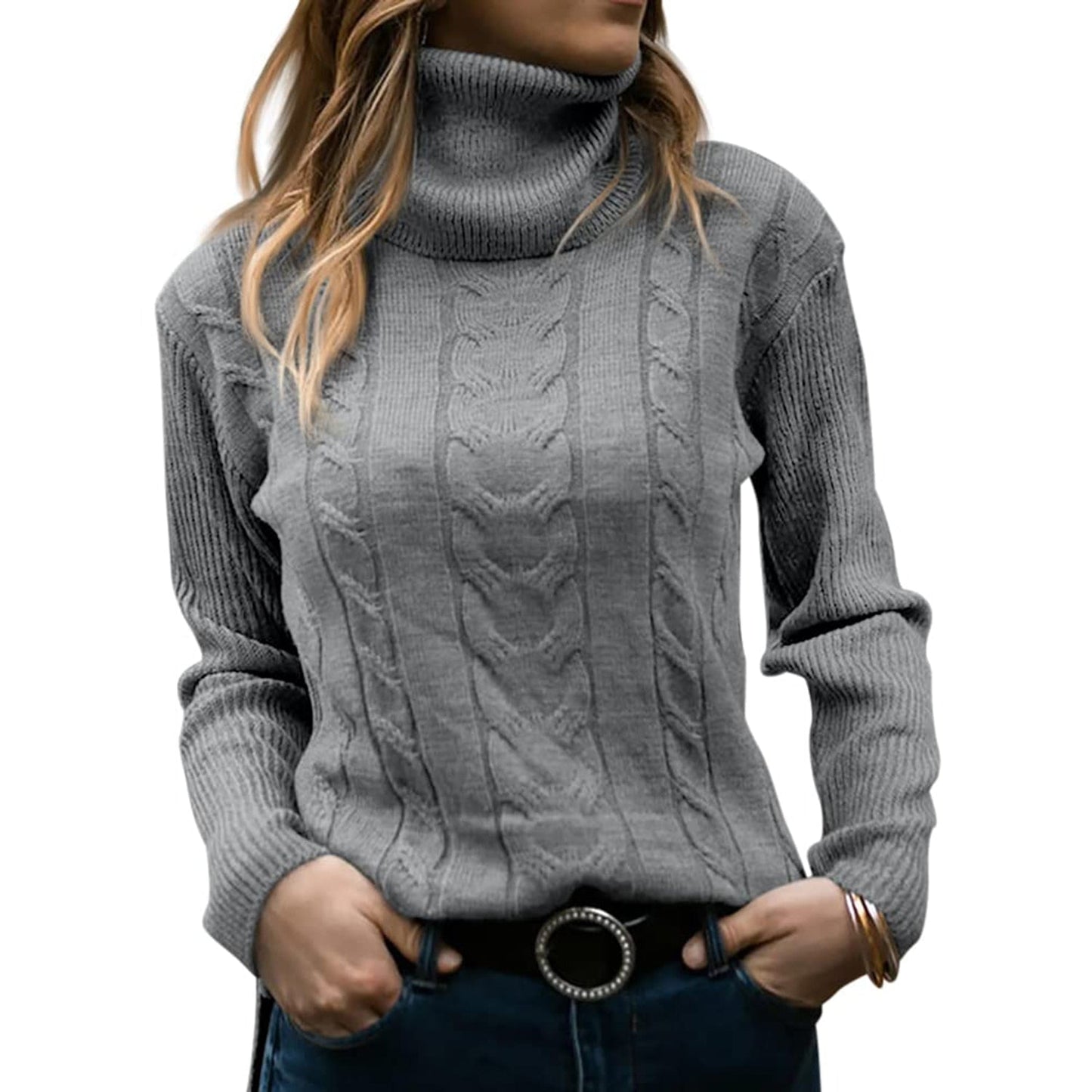 Suéter Mujer Cuello Alto Ajustado