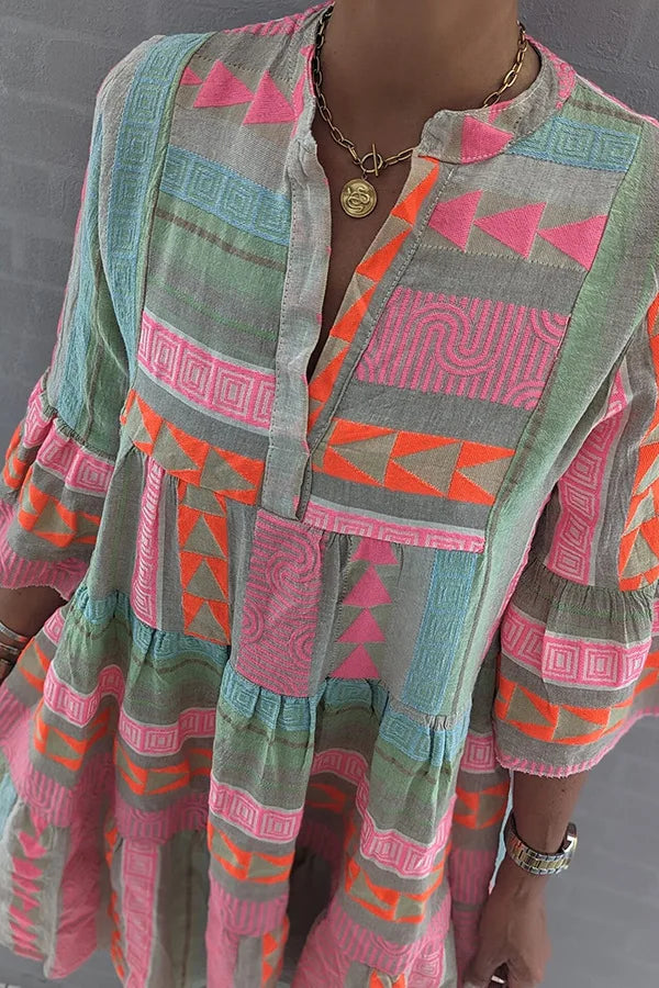 Vestido túnica mujer capas fluidas escote en V bohemio