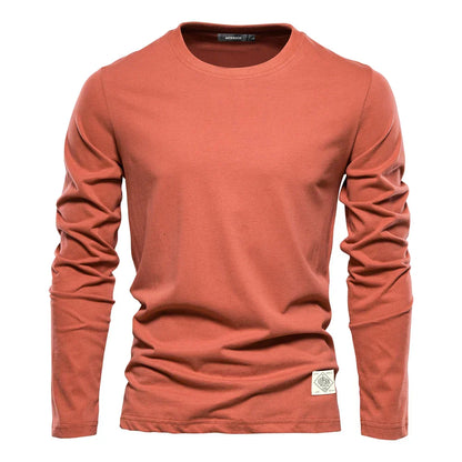 Camiseta Hombre Manga Larga Algodón Cuello Redondo