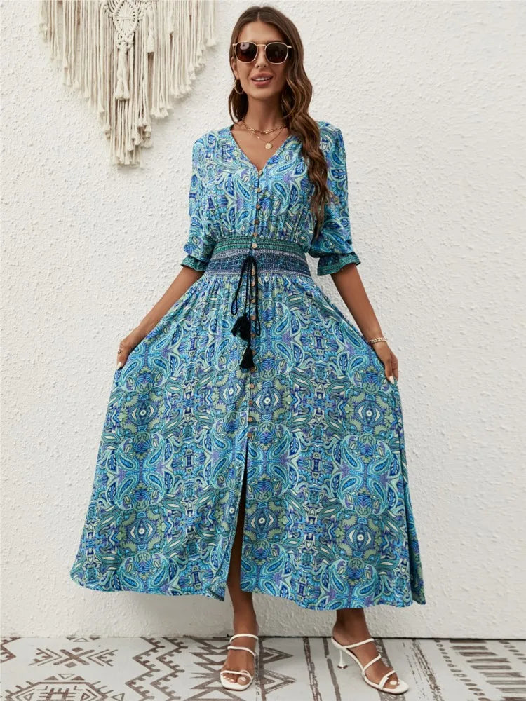 Vestido Mujer Verano Escote en V Ligero