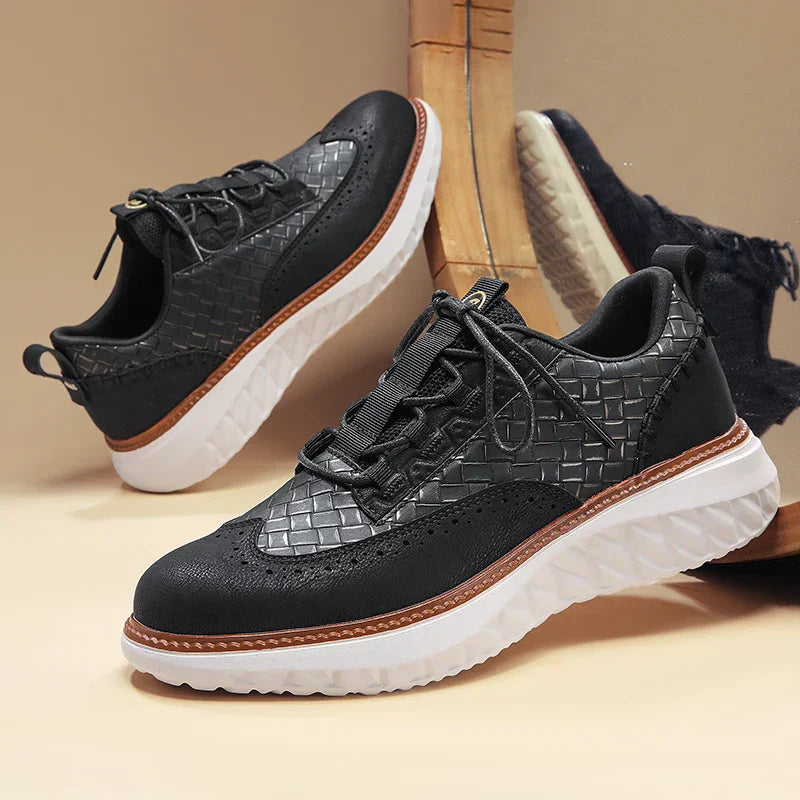 Zapatos Brogue Hombre Cuero Sintético Suela Gruesa Cordones