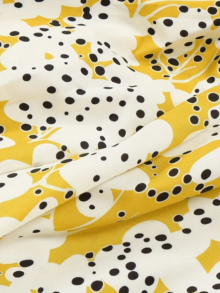 Vestido maxi mujer con escote en V y tejido estampado
