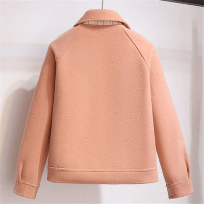 Chaqueta Mujer Mezcla de Lana Botones Cuello Camisero