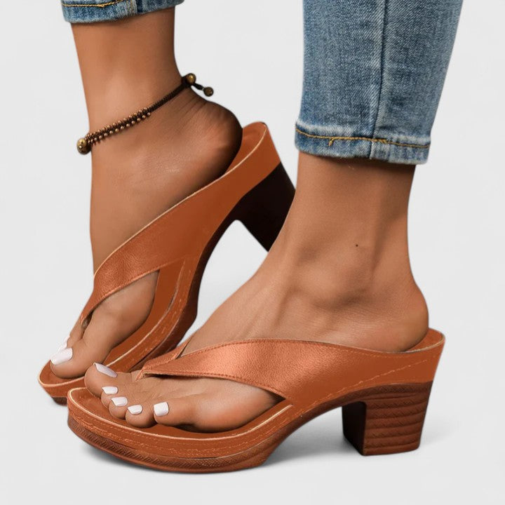Sandalias Mujer de Cuero Tacón Ortopédico Soporte Ergonómico