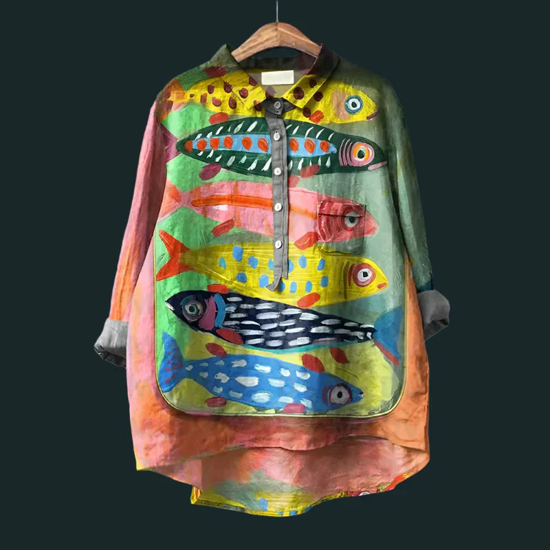 Blusa Mujer Estampada Manga Larga Casual