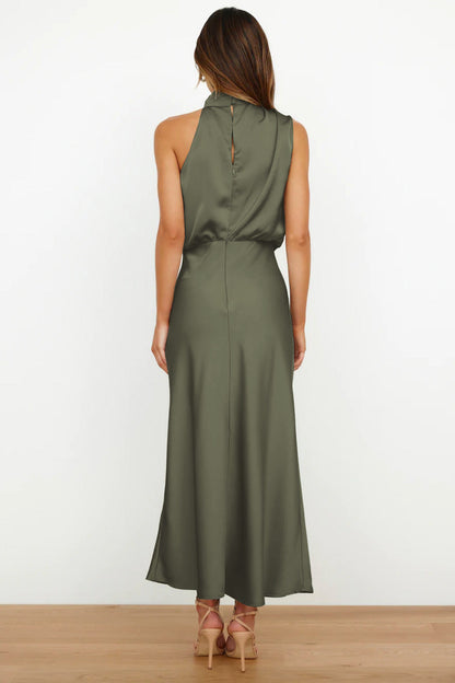 Vestido noche Mujer cuello halter corte fluido