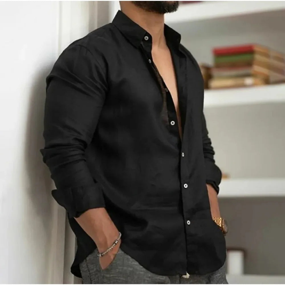 Camisa Hombre de Lino Transpirable Corte Estival