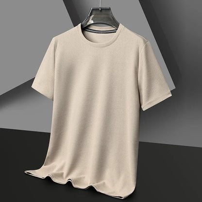 Camiseta Hombre de Punto Waffle Cuello Redondo Manga Corta