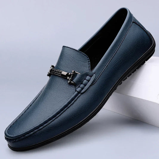 Mocasines Hombre de Cuero Genuino Estilo Conducción Suela Goma Slip-On - Mavetta