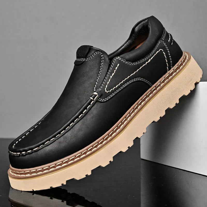 Zapatos Hombre Mocasín Cuero PU Suela Goma Trabajo