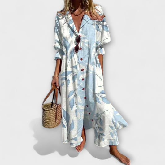 Vestido Camisero Mujer Algodón Manga Abullonada Largo - Mavetta