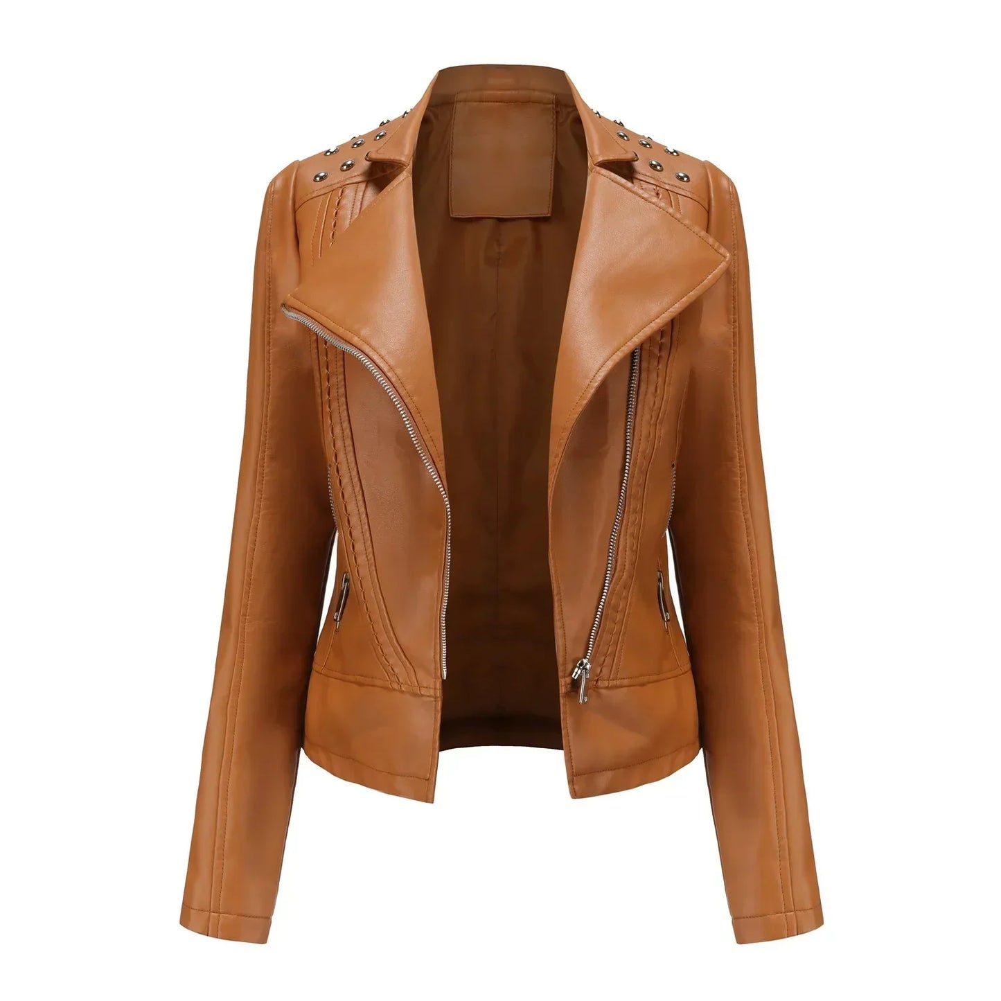 Chaqueta Mujer de Cuero Ajuste Slim Estilo Moderno