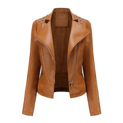 Chaqueta Mujer de Cuero Ajuste Slim Estilo Moderno