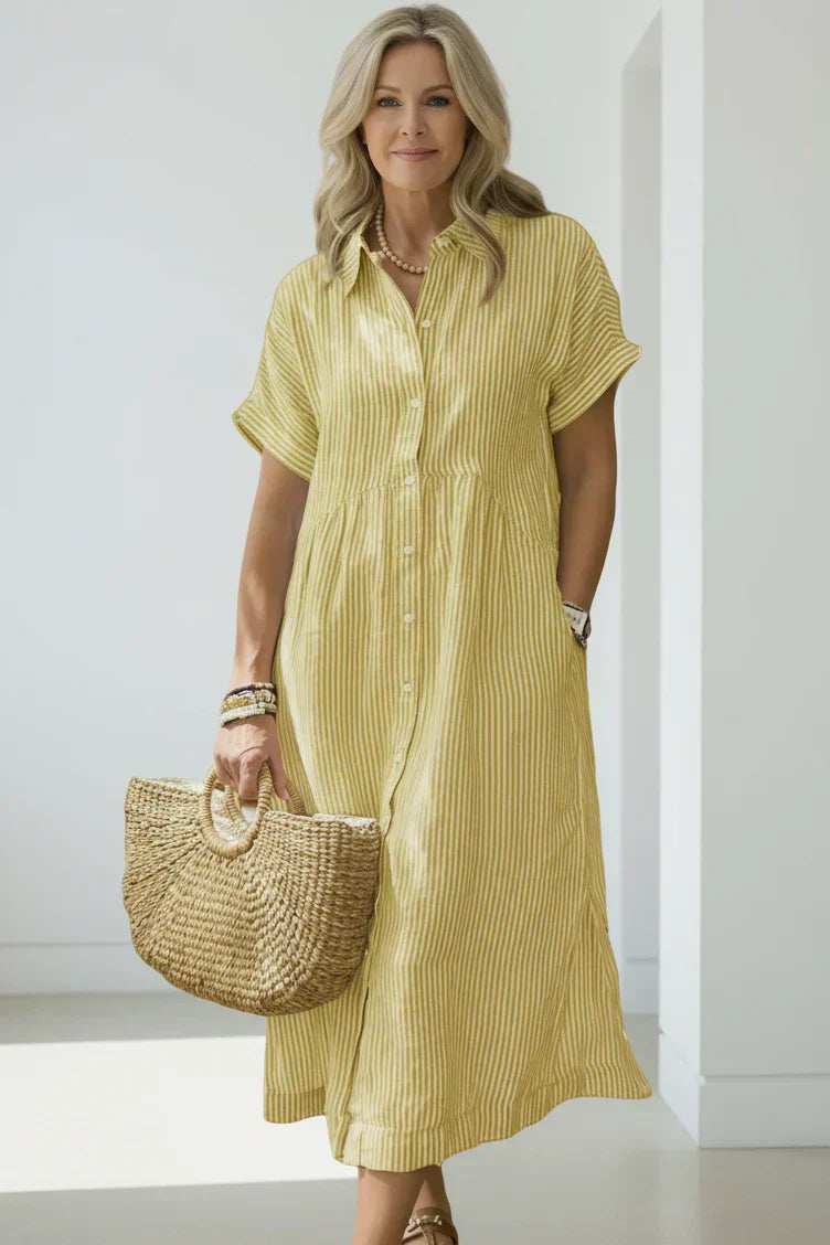 Vestido Mujer Ligero Suelto Tejido Versátil Manga Corta