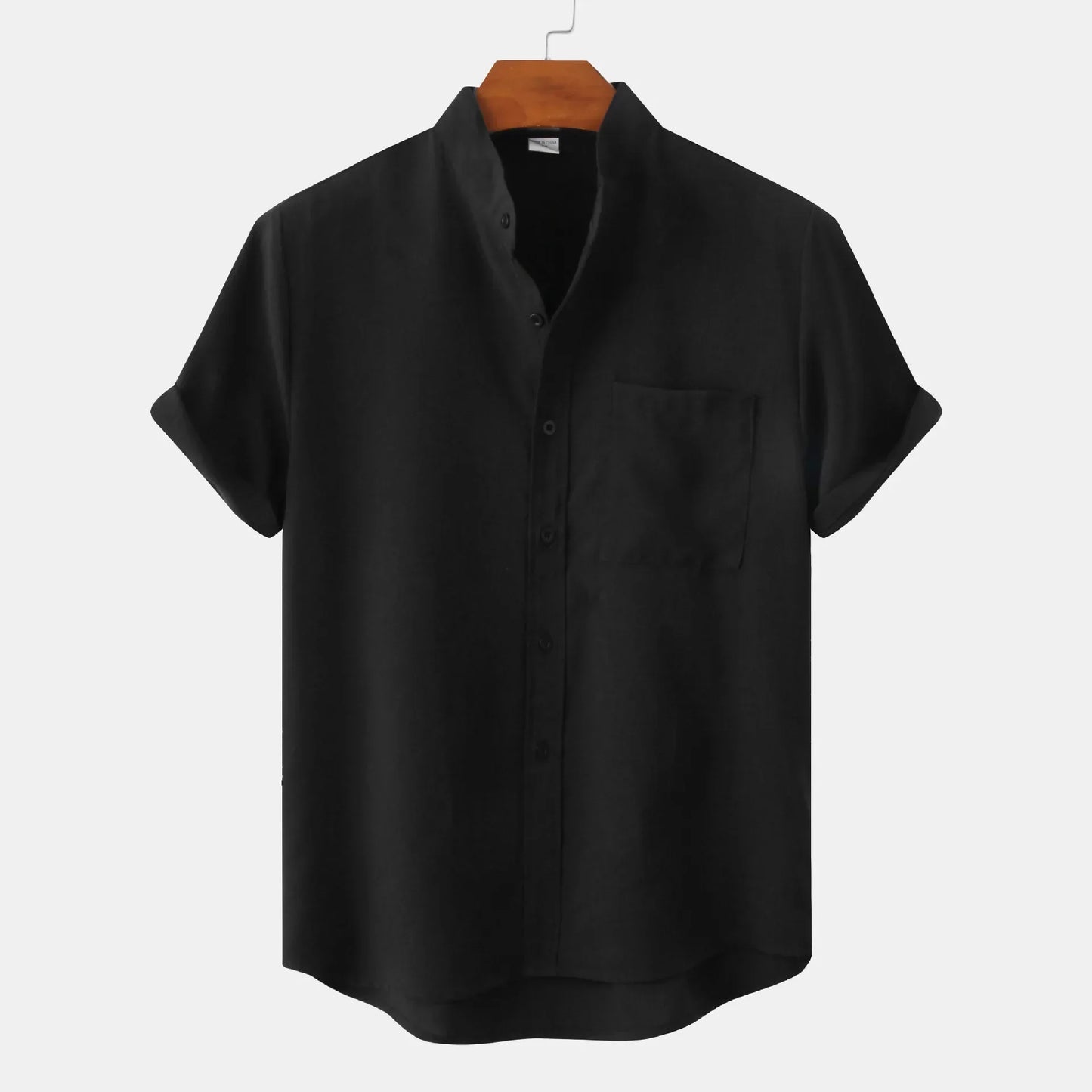 Camisa Hombre Casual Algodón Cuello Mao Manga Corta - Mavetta