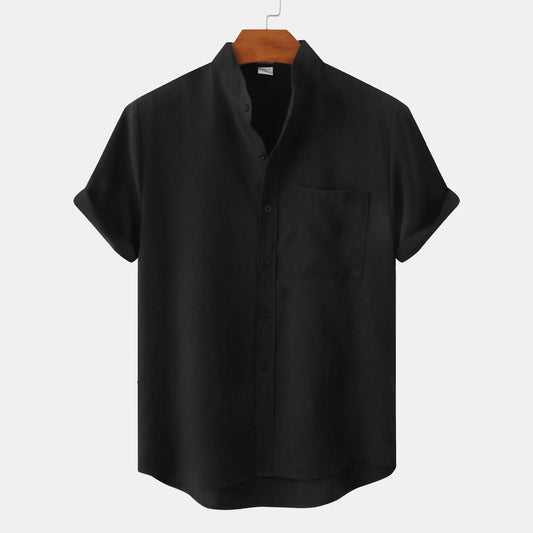 Camisa Hombre Casual Algodón Cuello Mao Manga Corta - Mavetta