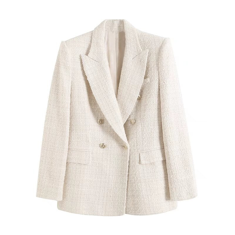 Blazer Mujer Cruzado Detalles Texturizados Ajuste Slim