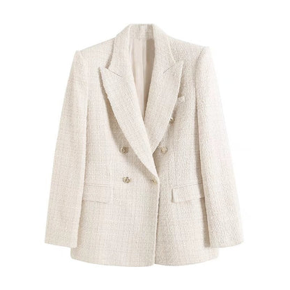 Blazer Mujer Cruzado Detalles Texturizados Ajuste Slim