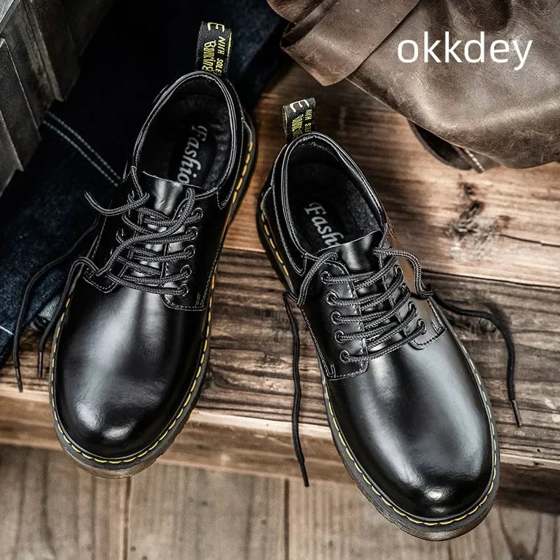 Botines hombre de cuero con cordones estilo clásico cómodo