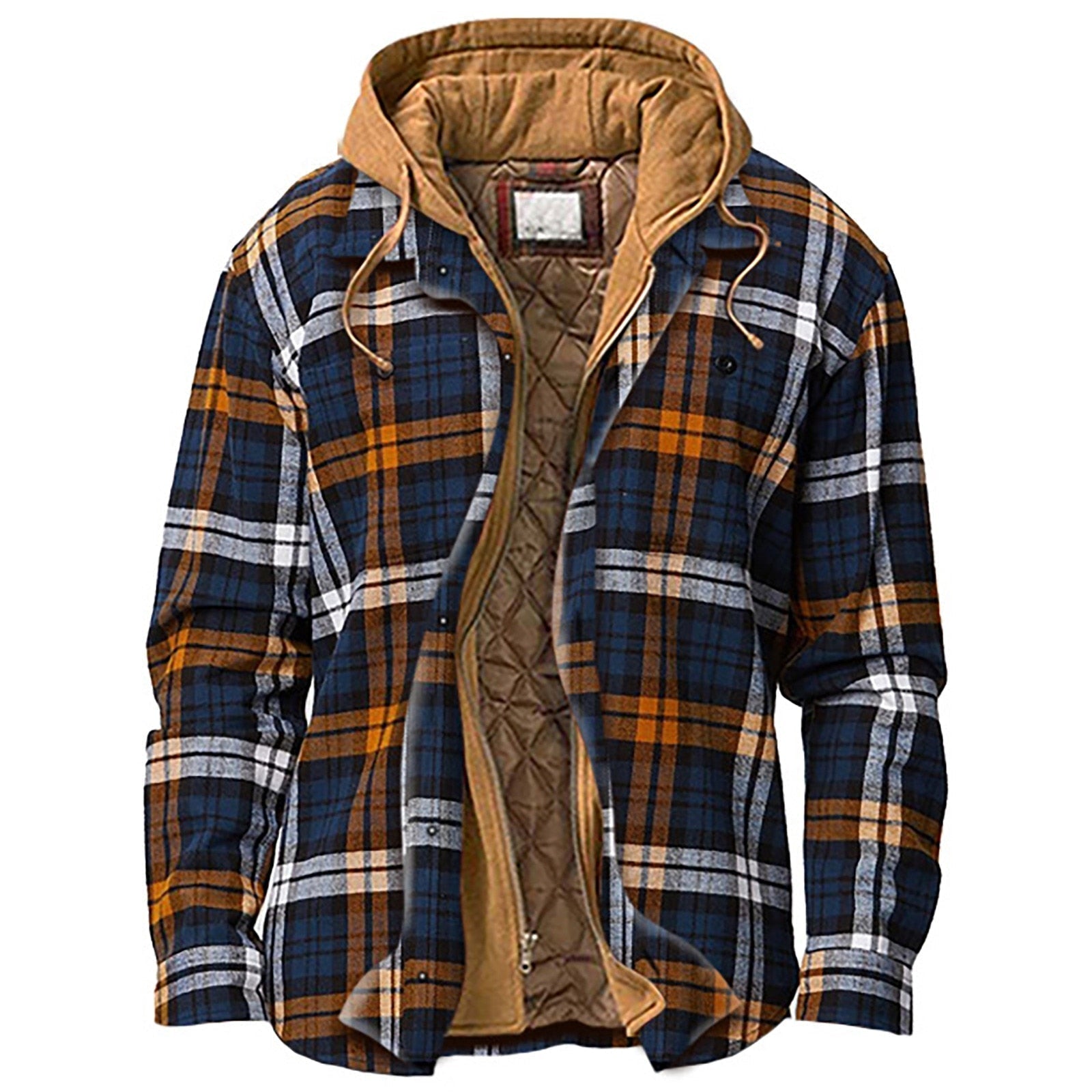 Chaqueta Hombre de Cuadros con Capucha Cremallera Gruesa - Mavetta