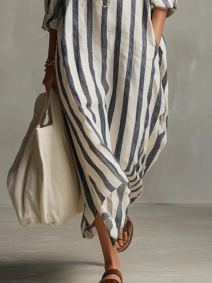 Vestido Camisero Mujer Algodón Corte Largo Fluido