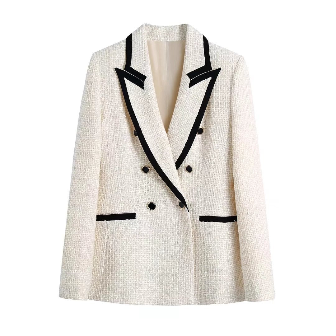 Blazer Mujer Cruzado Detalles Texturizados Ajuste Slim - Mavetta