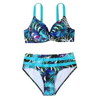 Bikini Mujer Cintura Alta Tirantes Estampado Tropical