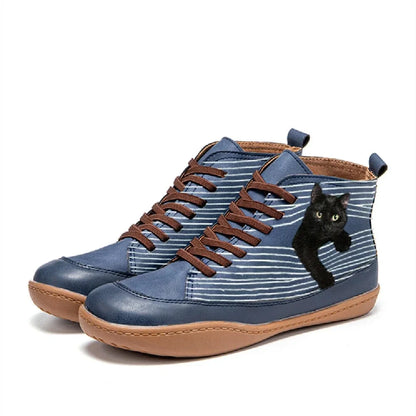 Botines Mujer Diseño Gato Casual Comodos Otono Invierno