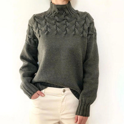 Jersey mujer de punto con cuello alto ajustado