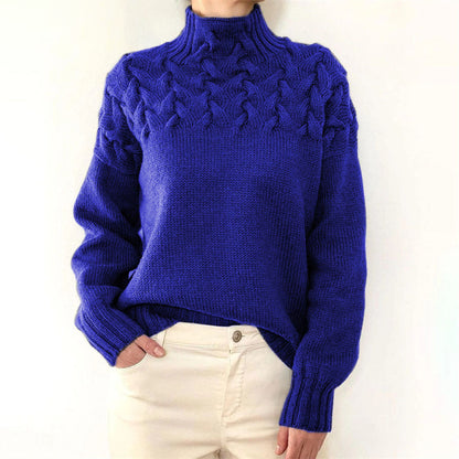 Jersey mujer de punto con cuello alto ajustado