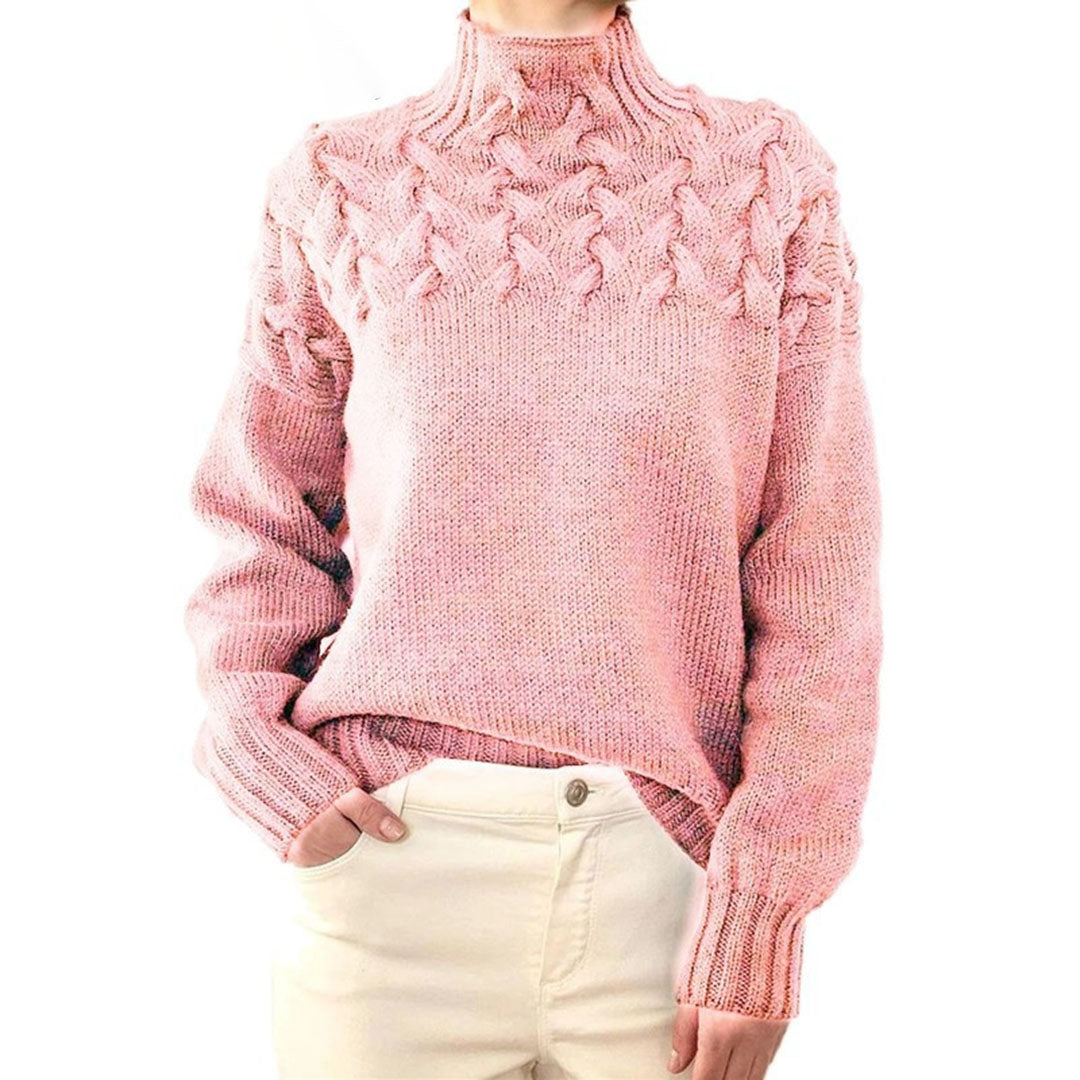 Jersey mujer de punto con cuello alto ajustado