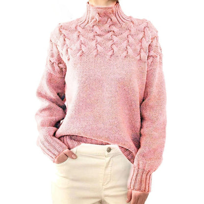 Jersey mujer de punto con cuello alto ajustado