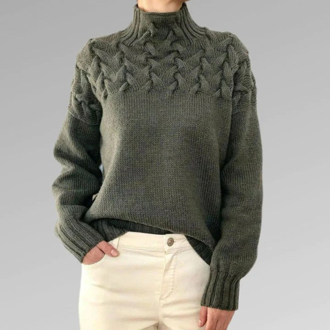 Jersey mujer de punto con cuello alto ajustado