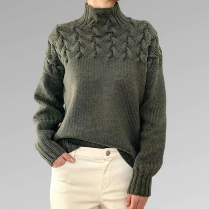 Jersey mujer de punto con cuello alto ajustado