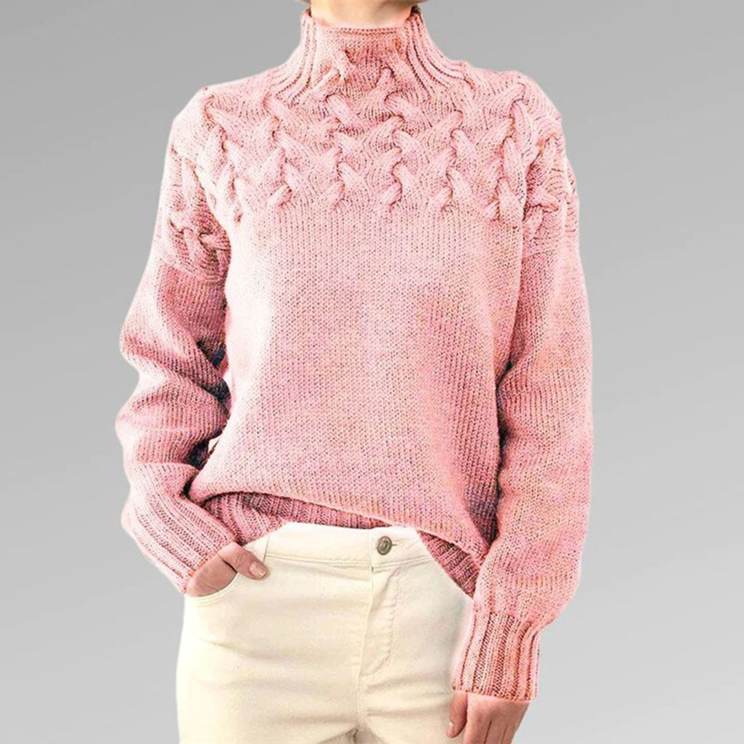 Jersey mujer de punto con cuello alto ajustado
