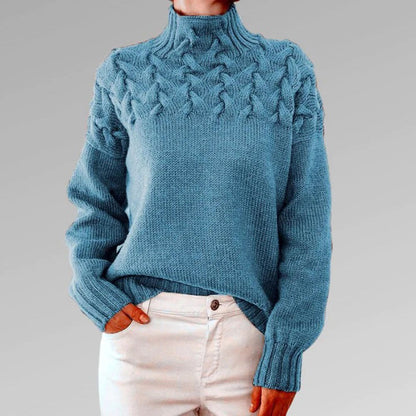 Jersey mujer de punto con cuello alto ajustado