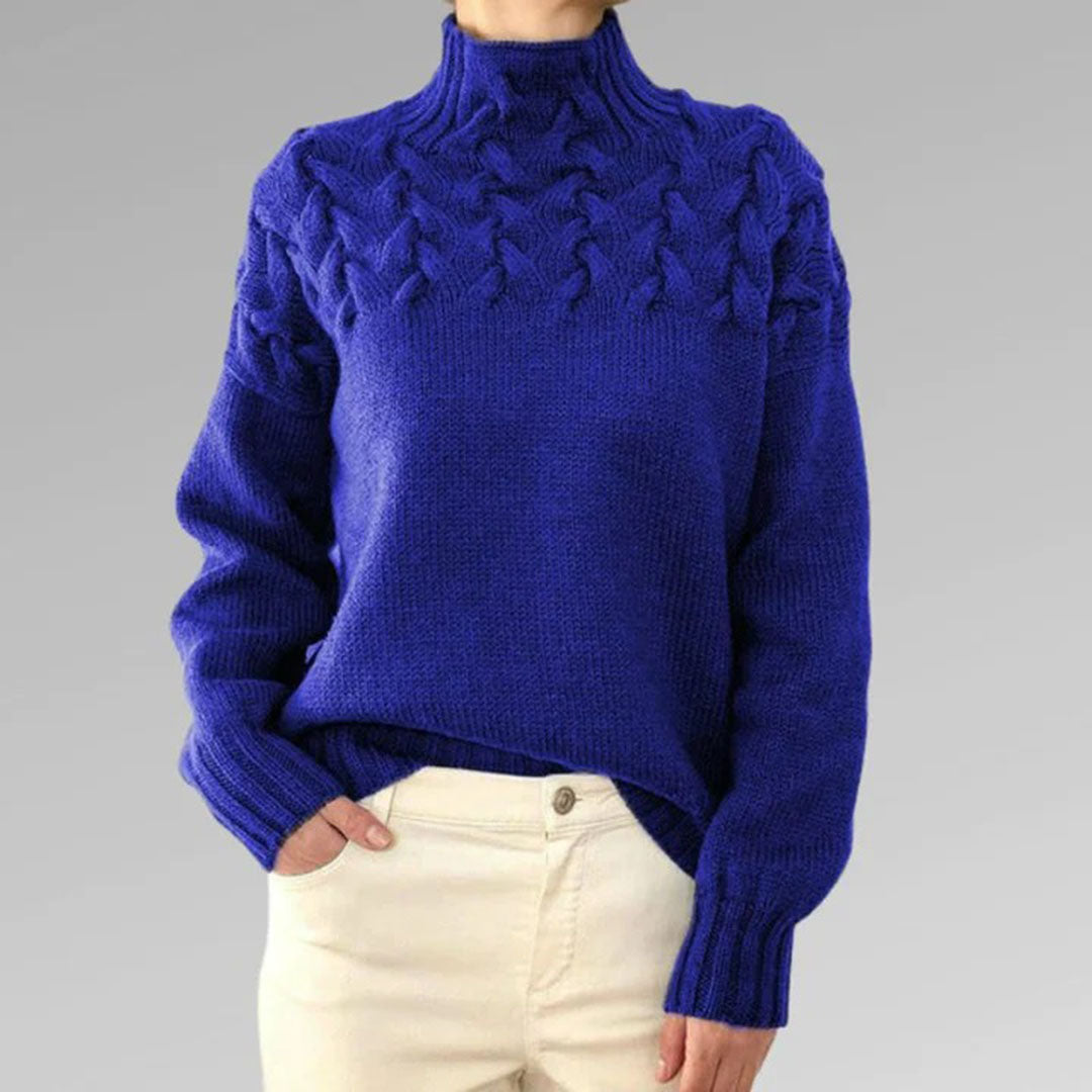 Jersey mujer de punto con cuello alto ajustado