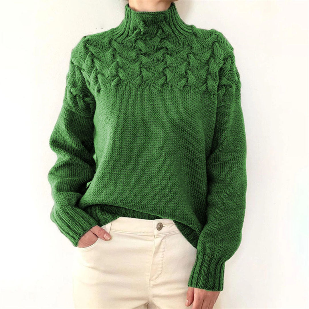 Jersey mujer de punto con cuello alto ajustado