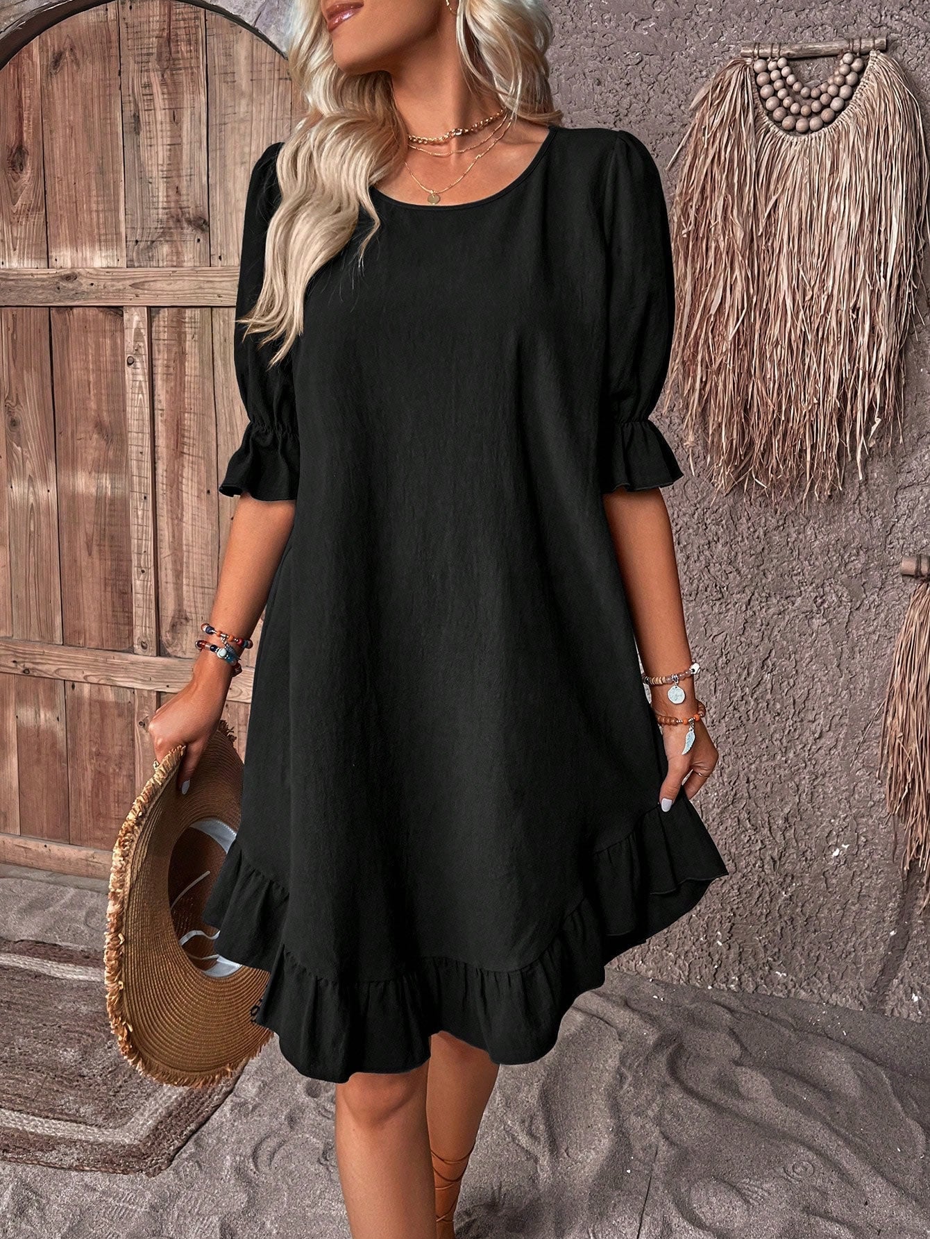 Vestido Mujer de Punto Ajustado con Diseño Femenino