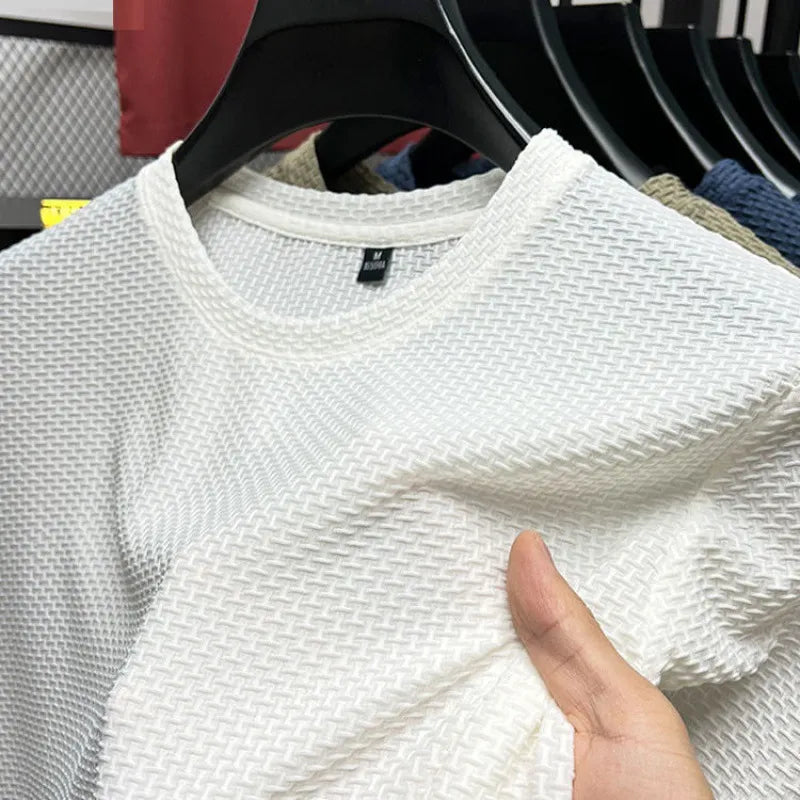 Camiseta Hombre con Textura Cuello Redondo