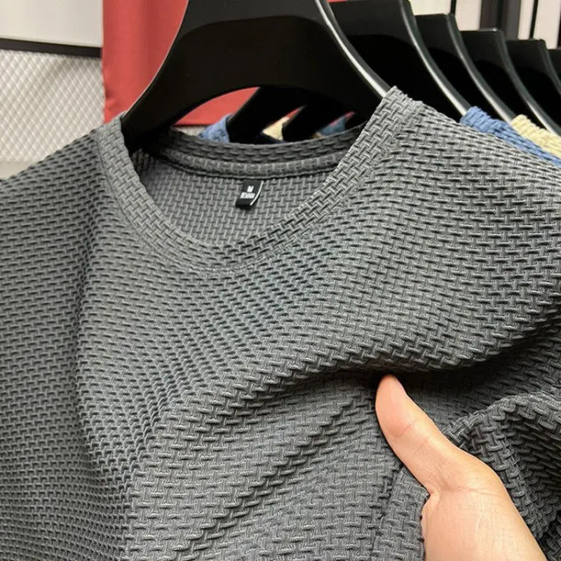 Camiseta Hombre con Textura Cuello Redondo