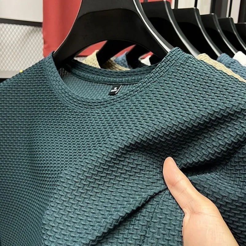 Camiseta Hombre con Textura Cuello Redondo