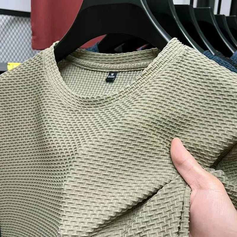 Camiseta Hombre con Textura Cuello Redondo