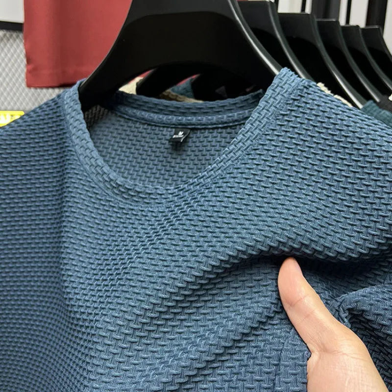 Camiseta Hombre con Textura Cuello Redondo