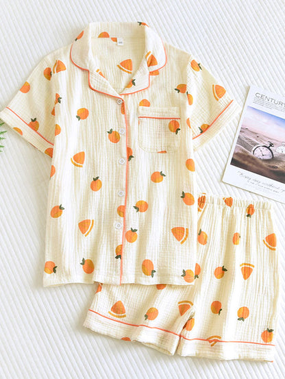 Conjunto Pijama Mujer Algodón Camisa Manga Corta y Pantalón