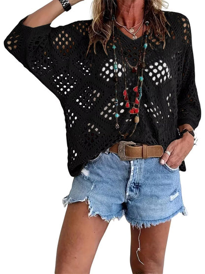 Jersey Mujer de Punto Calado Estilo Relajado