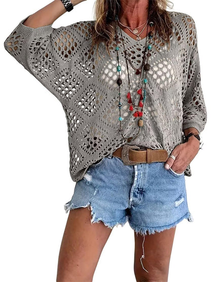 Jersey Mujer de Punto Calado Estilo Relajado
