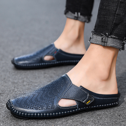 Mules Hombre de Cuero Laterales Abiertos